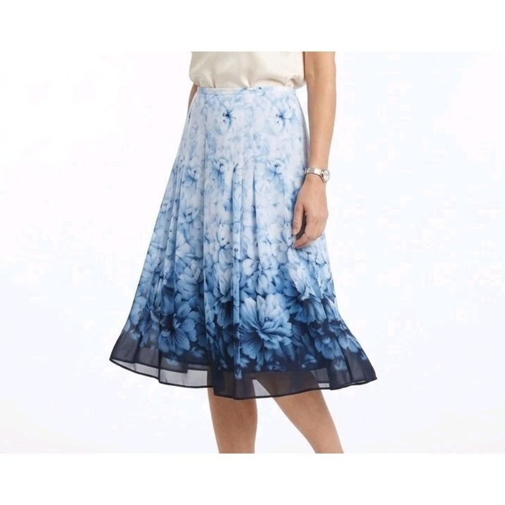 EMMA & JAMES Blue  Lined  Skirt  Cloudy Floral Pleated top  Amazing Size 16
